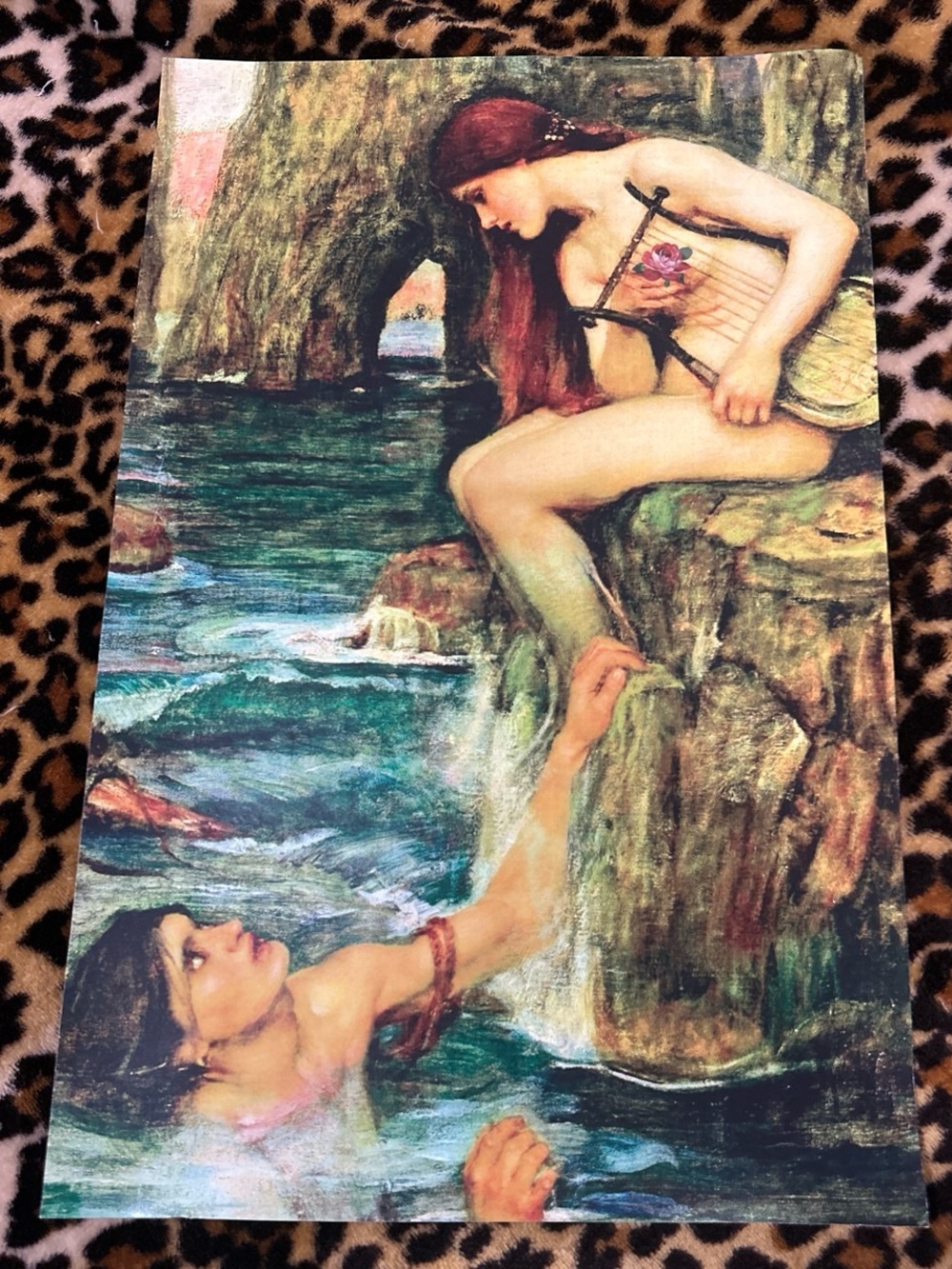 Mythic Sirens Art Print with Sea Greens and Earthy Tones